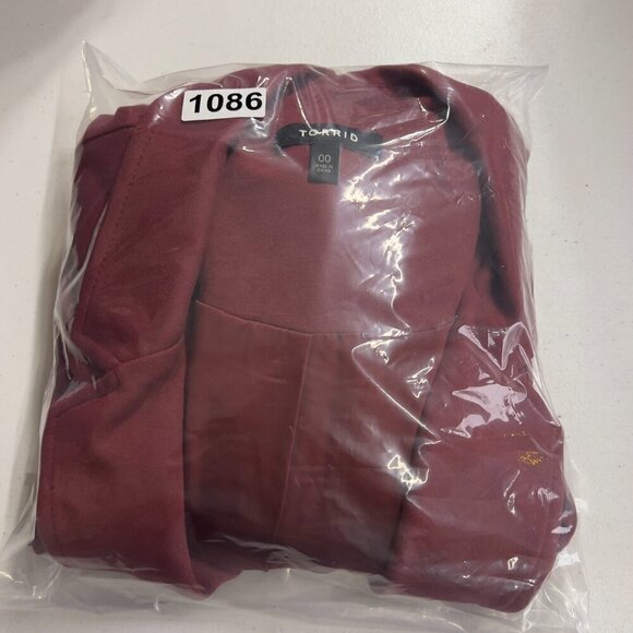 Torrid Women's Chelsea Studio Luxe Ponte Burgundy Blazer Size 00 - Picture 9 of 9